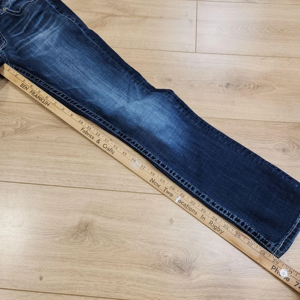 BKE Alec Straight Leg Jeans Mens 28x29 Medium Wash Blue Distressed Stretch Denim